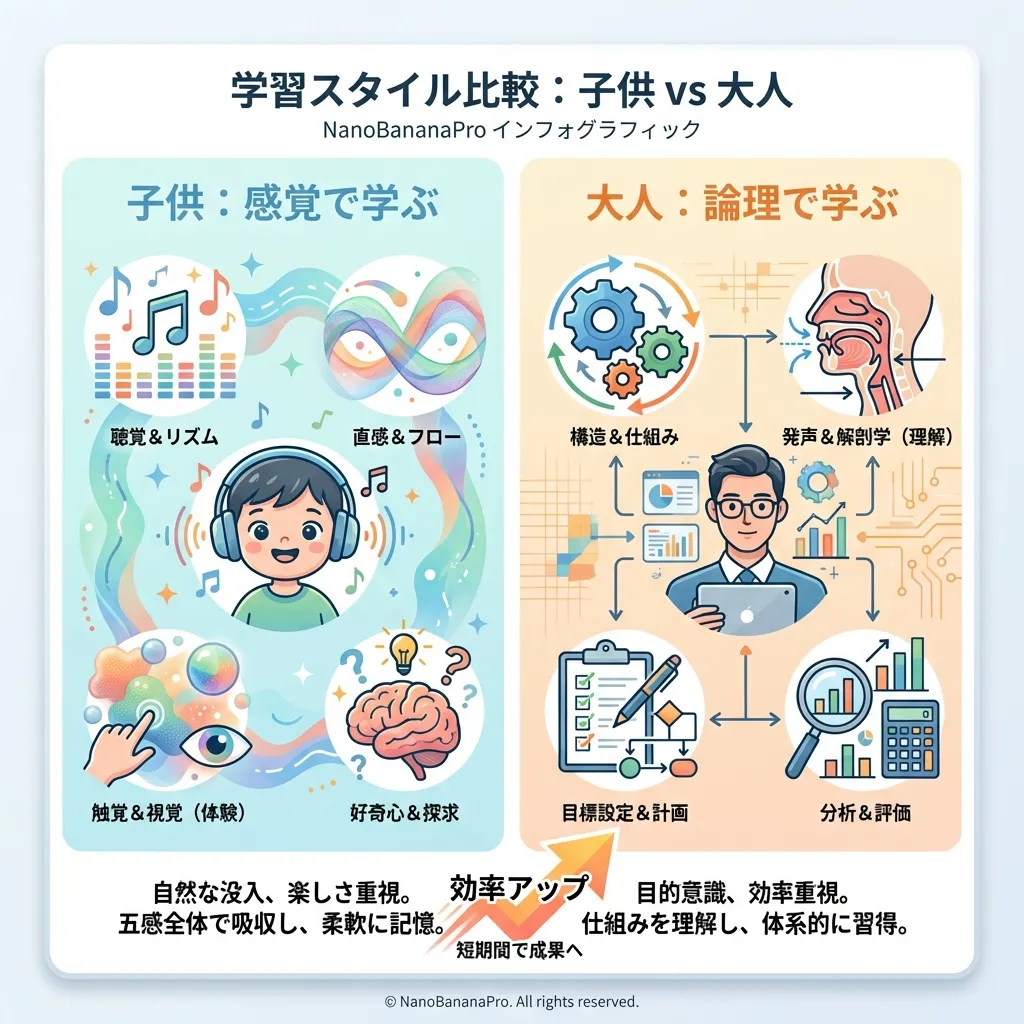 子供と大人の学習スタイルの違い：感覚vs論理