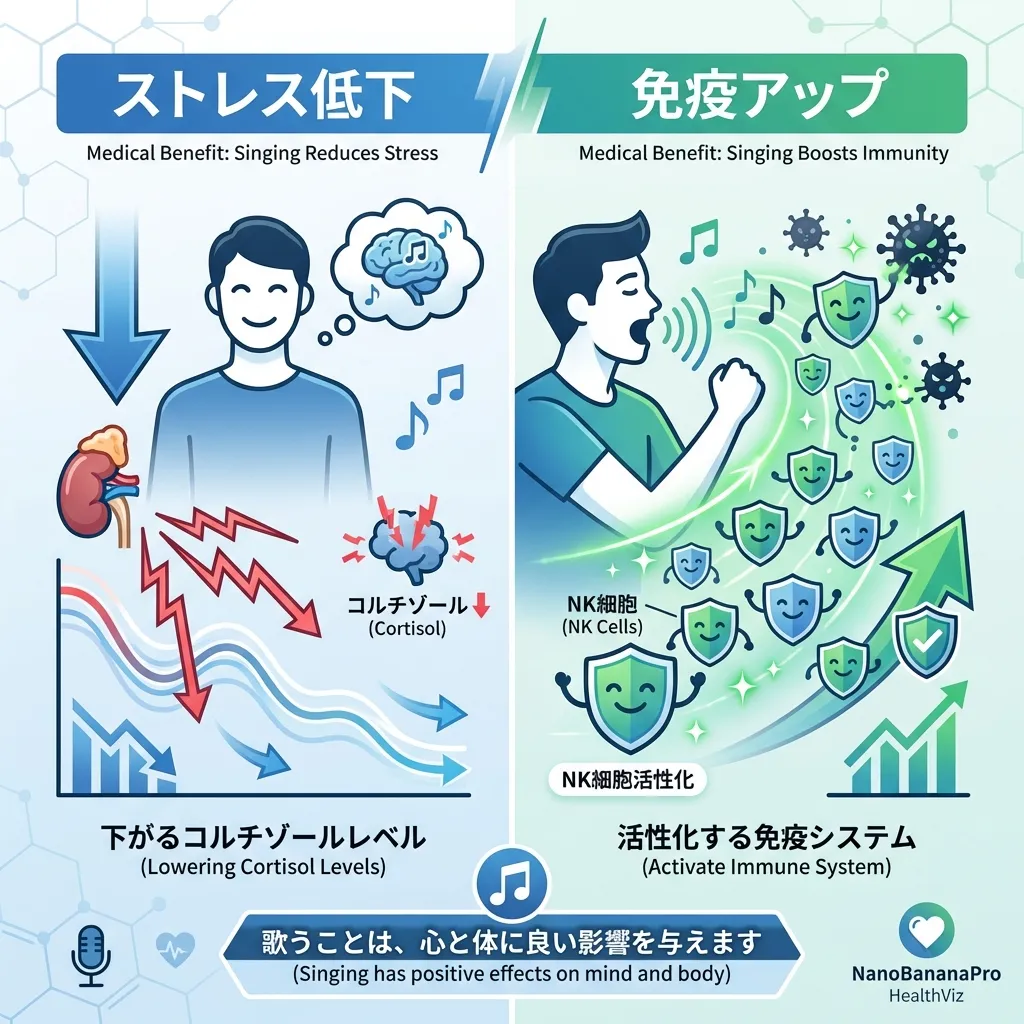歌唱の医学的効果：ストレス低下とNK細胞活性化