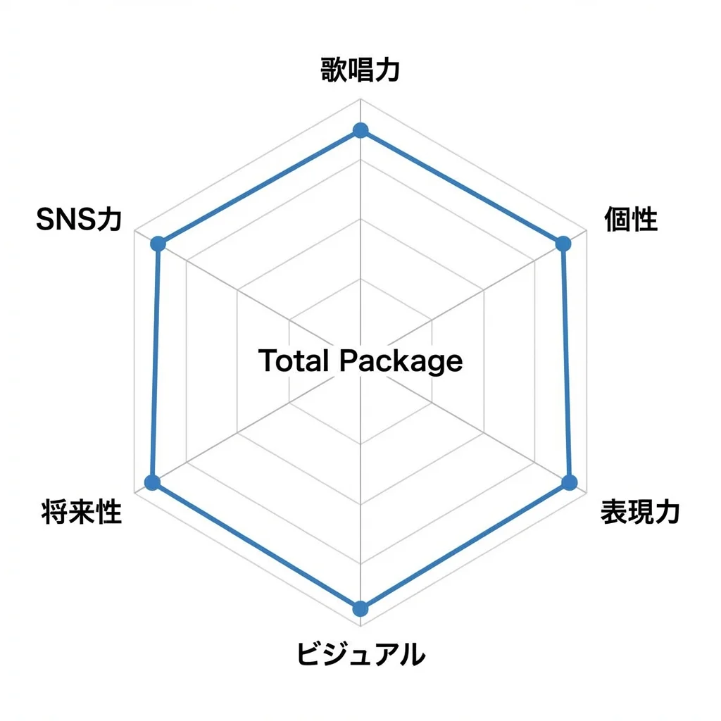 オーディション審査の6つの評価軸チャート