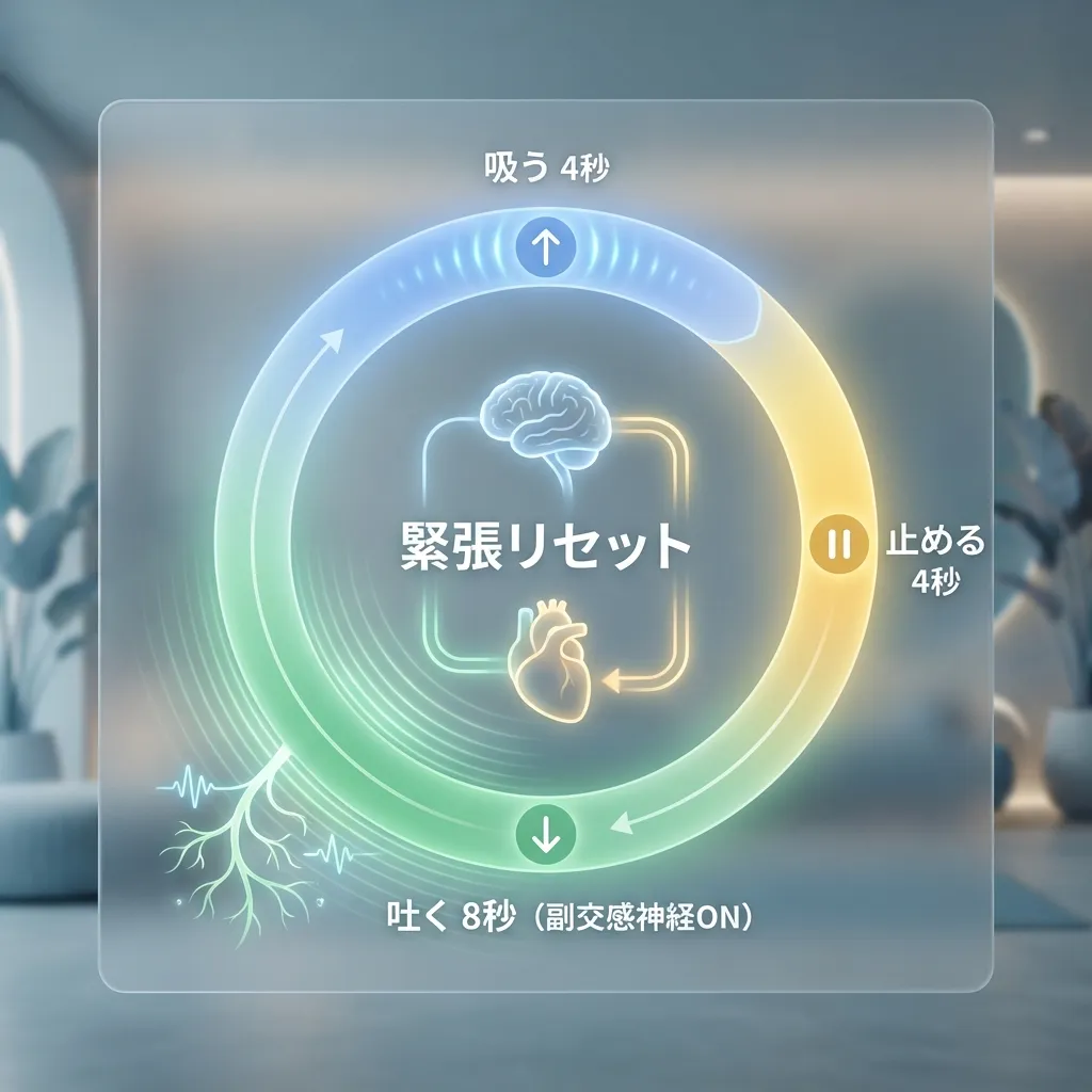 4-4-8呼吸法：呼気を長くして副交感神経（迷走神経）を優位にする