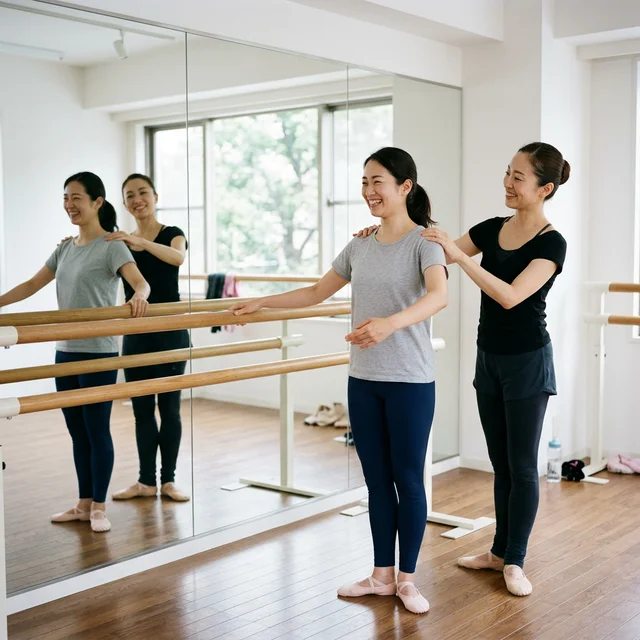 個室スタジオで講師とマンツーマンのバレエレッスン
