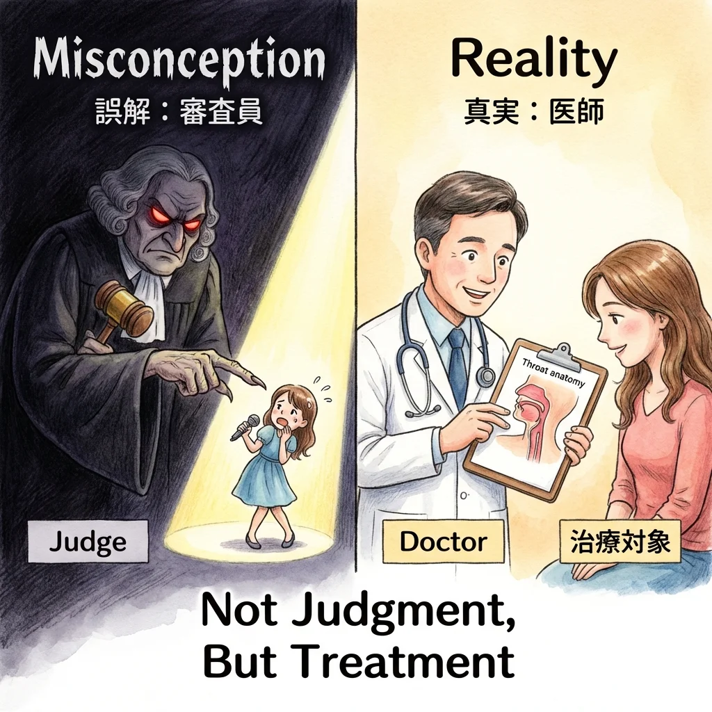 講師は審査員ではなく医師であるという比較イラスト