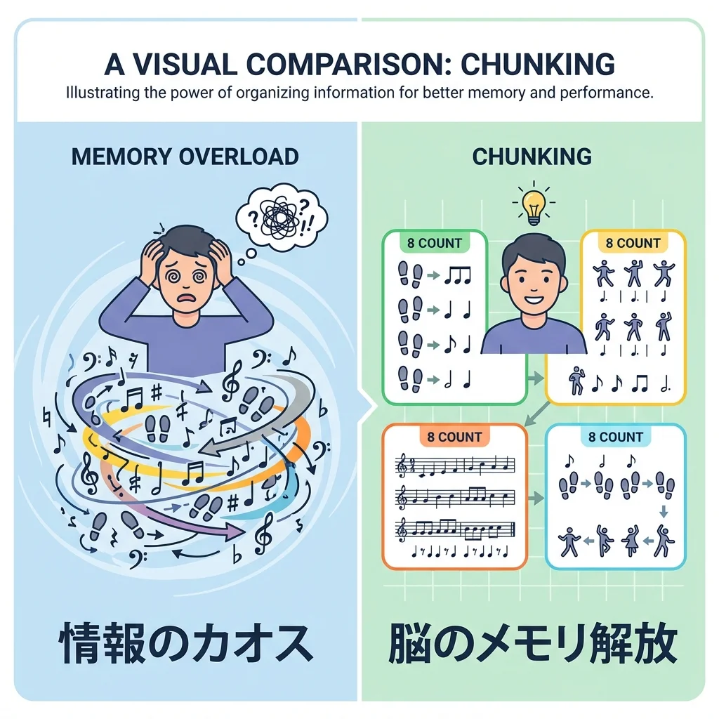 チャンキング思考の図解：情報のカオスを整理して脳のメモリを解放する