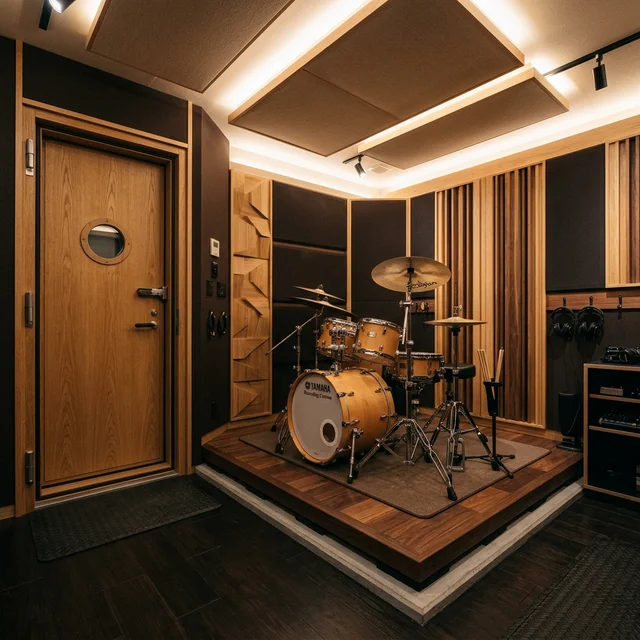 防音マンションのスタジオルーム内装（ボックス・イン・ボックス工法）