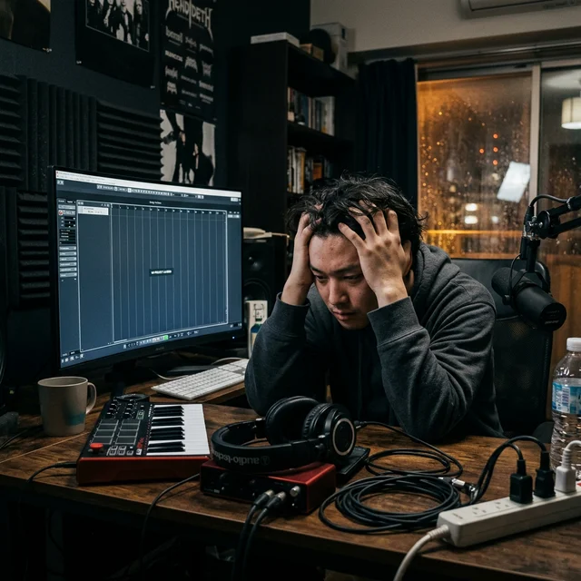 DAWの画面を前に困惑するDTM初心者