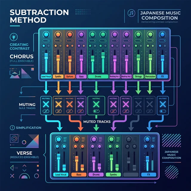 サビから引き算で展開を作る概念図