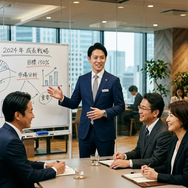 自信を持って商談するトップ営業マン