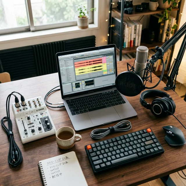 コンデンサーマイクとオーディオインターフェースの配信セットアップ