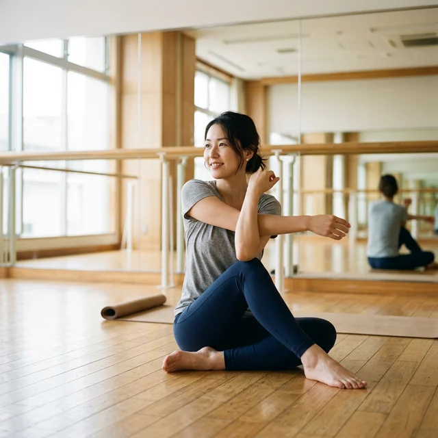 ジャズダンスのストレッチをする大人の初心者