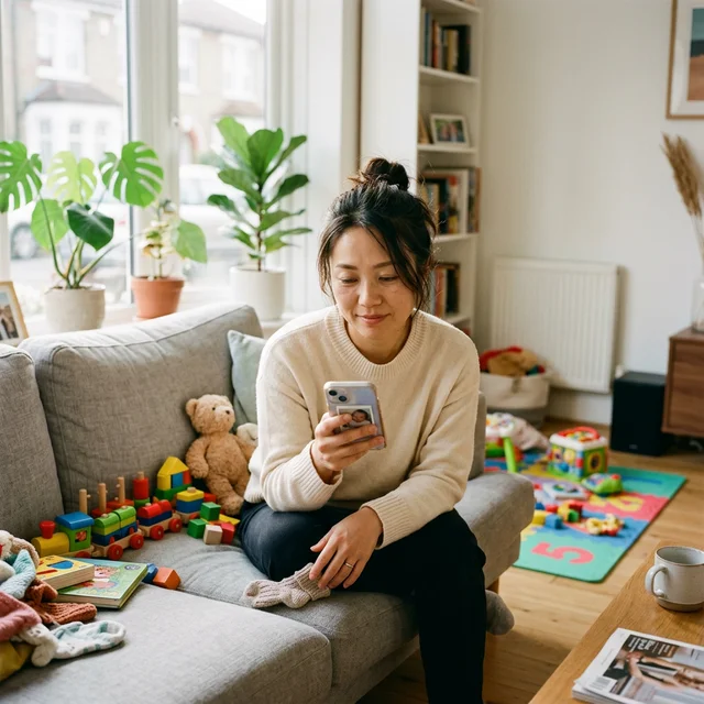 子育てに疲れたママがリフレッシュを考えるイメージ