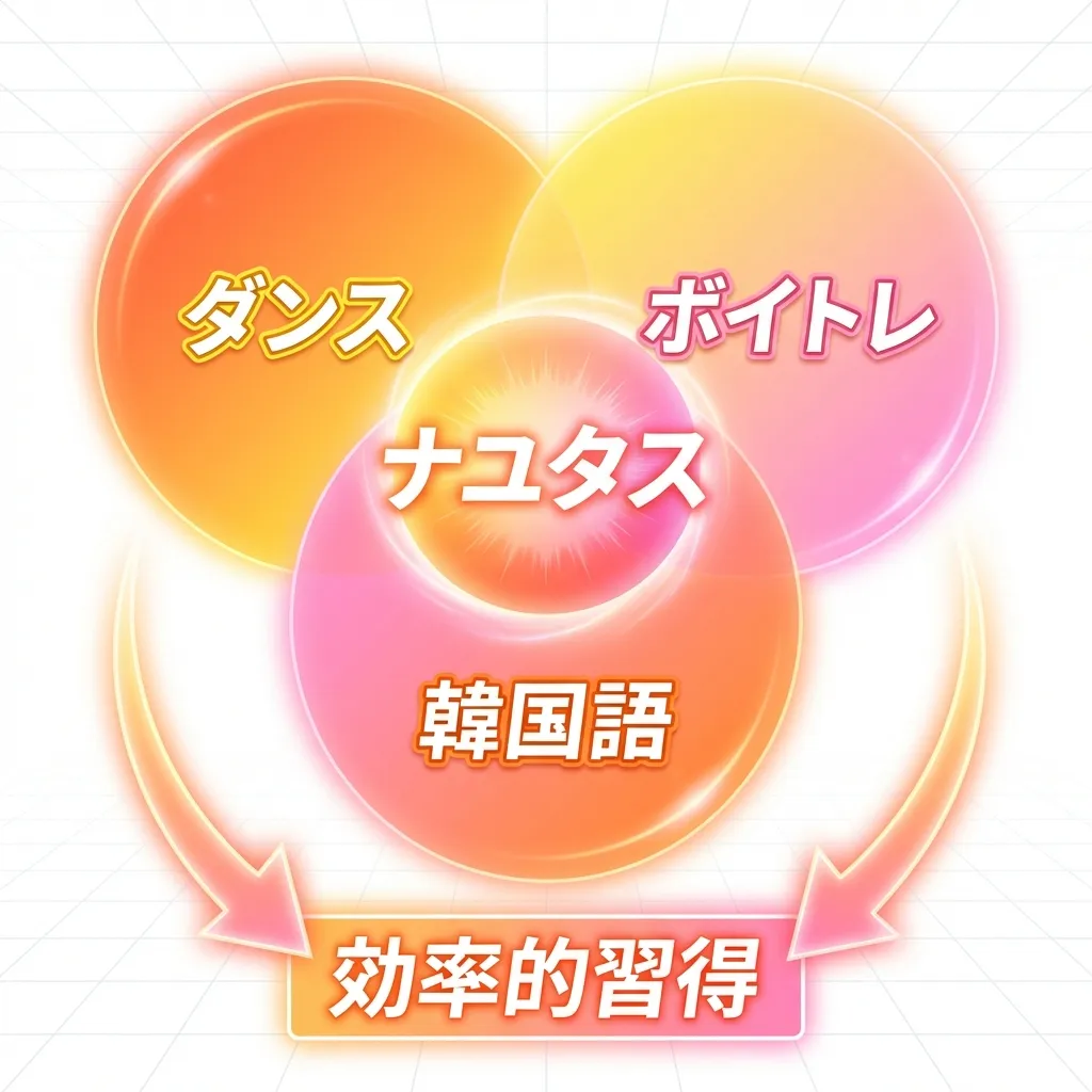 ナユタスの強み：ダンス、ボイトレ、韓国語の相乗効果で効率的習得