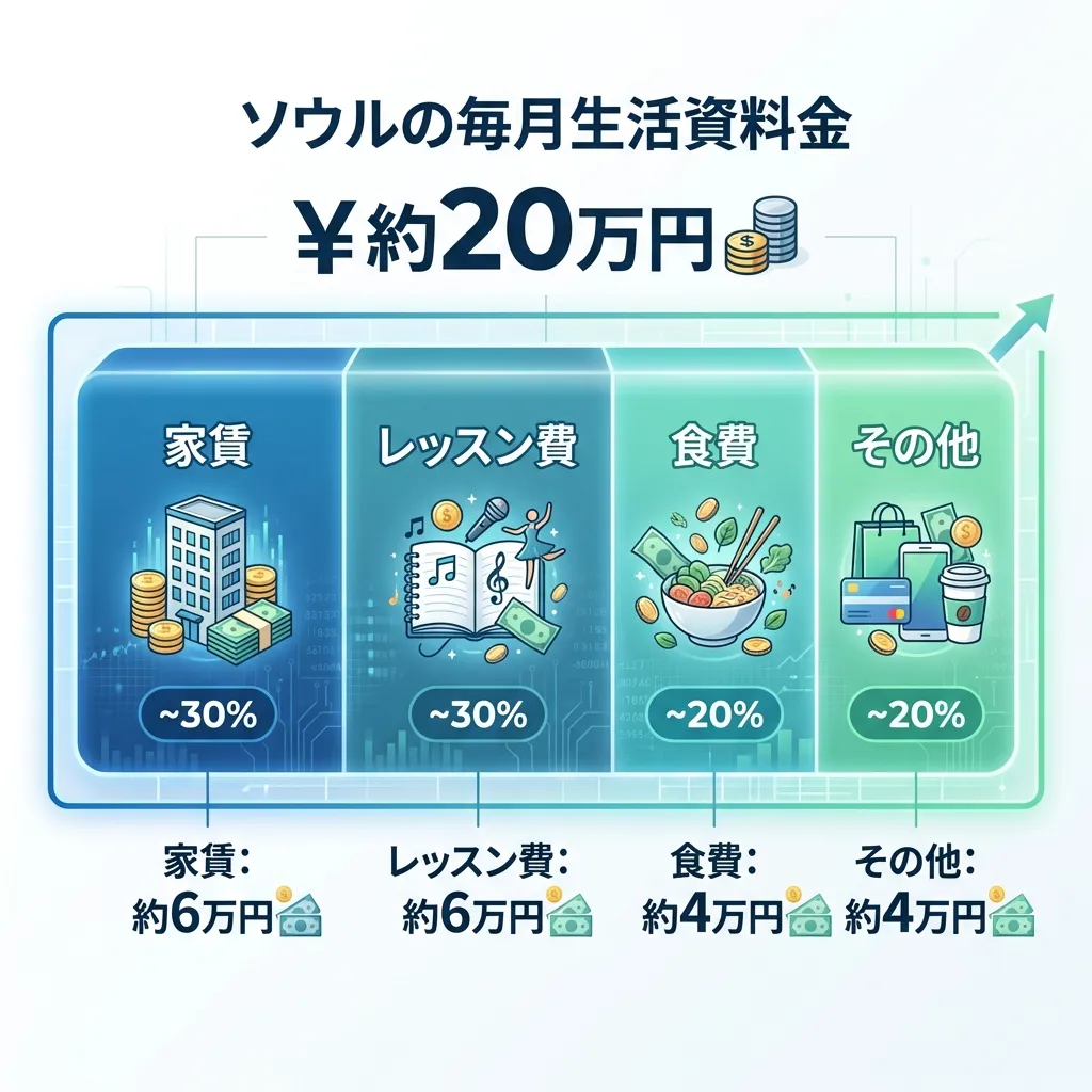 ソウルの毎月生活費内訳：家賃、レッスン費、食費などで約20万円