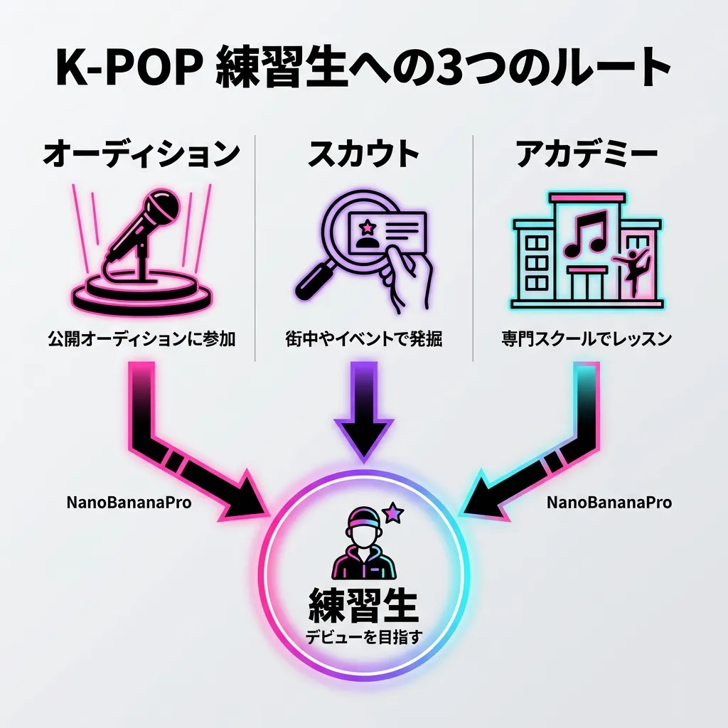 K-POP練習生になる3つのルート：オーディション、スカウト、アカデミー
