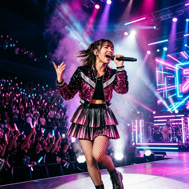 K-POPステージでパワフルなボーカルパフォーマンスを披露するシンガー