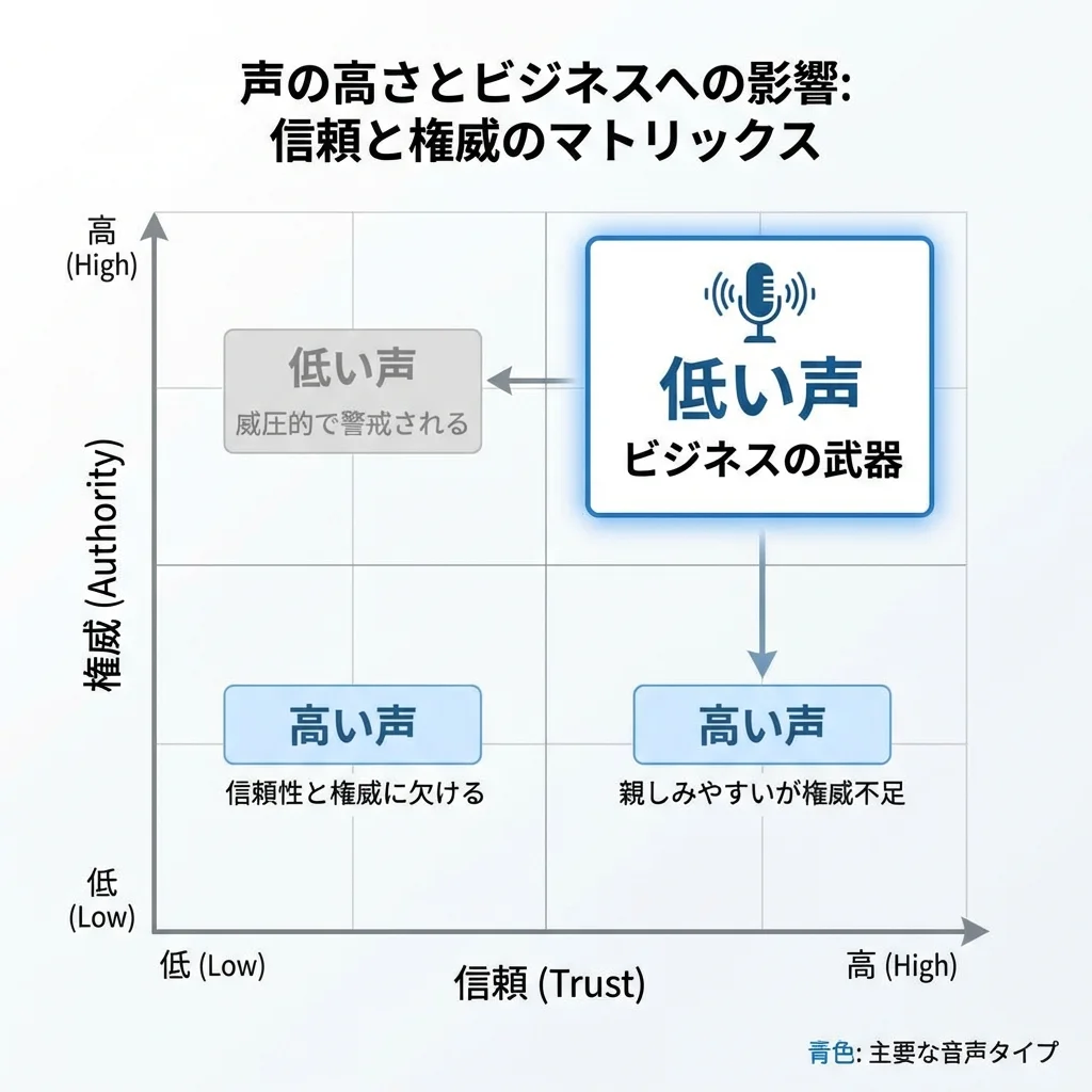 声の高さと信頼・権威のマトリクス図