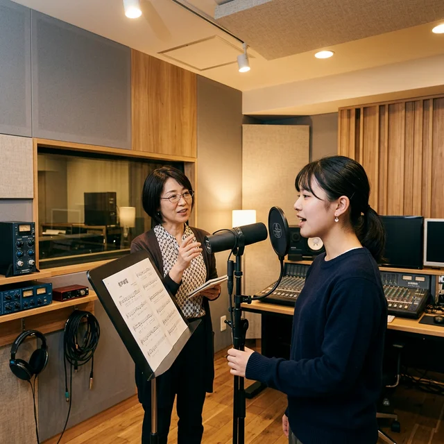 防音室でのマンツーマンボイトレレッスン風景