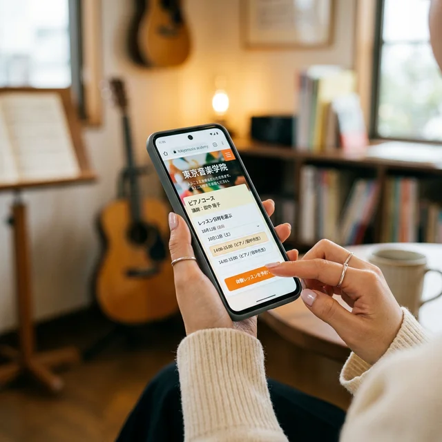 スマホで無料体験レッスンを予約する手元