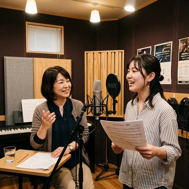 ナユタス新宿西口校のマンツーマンボイトレレッスン風景