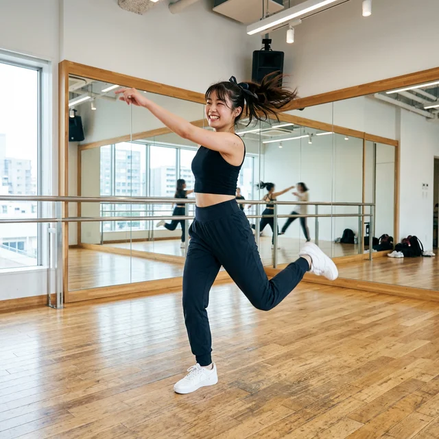 ナユタス梅田校でダンス練習をする生徒