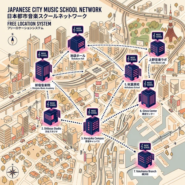 全国の音楽スクール校舎ネットワークのイメージ