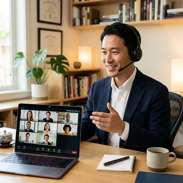 自信をもってオンライン会議に臨むビジネスパーソン