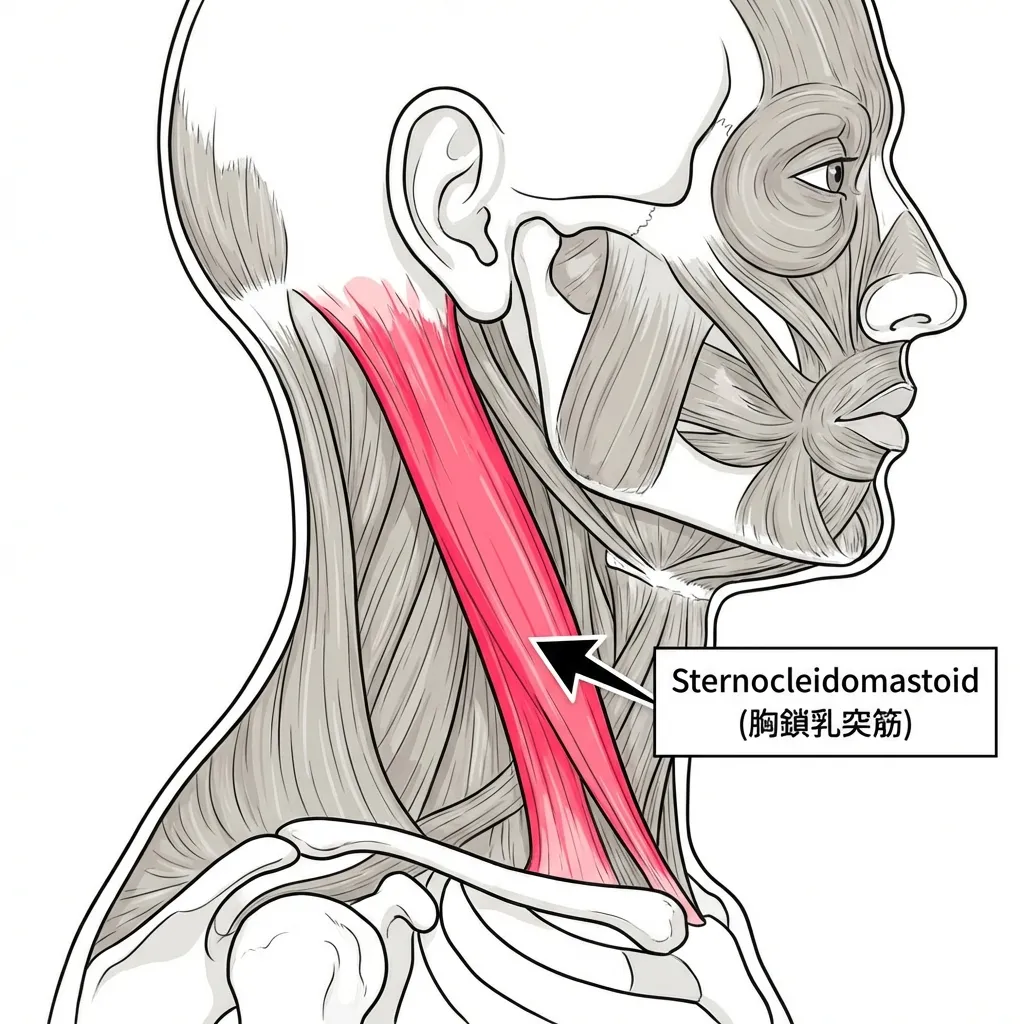 胸鎖乳突筋の位置図解