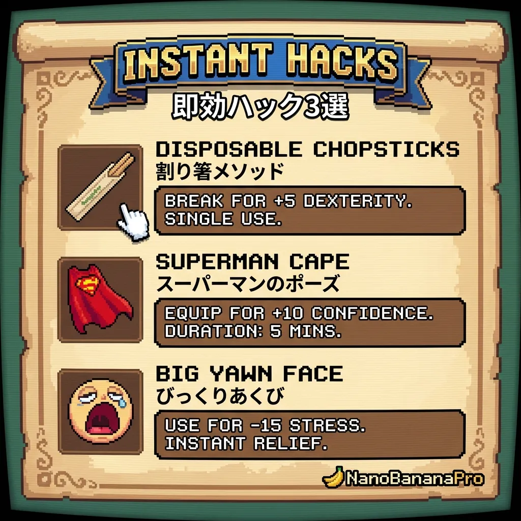 即効ハック3選：割り箸メソッド、スーパーマンのポーズ、びっくりあくび