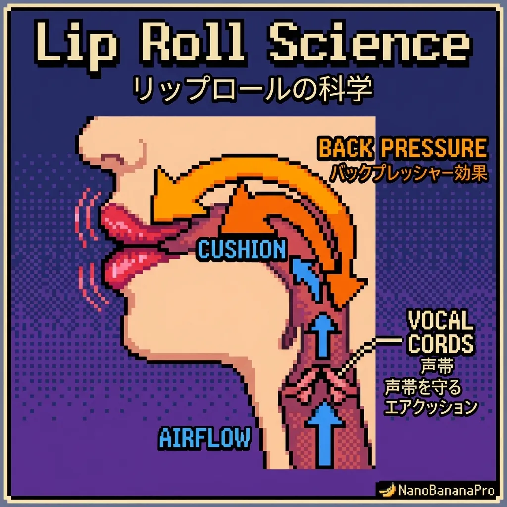 リップロールの科学的メカニズム：バックプレッシャー効果で声帯を守る