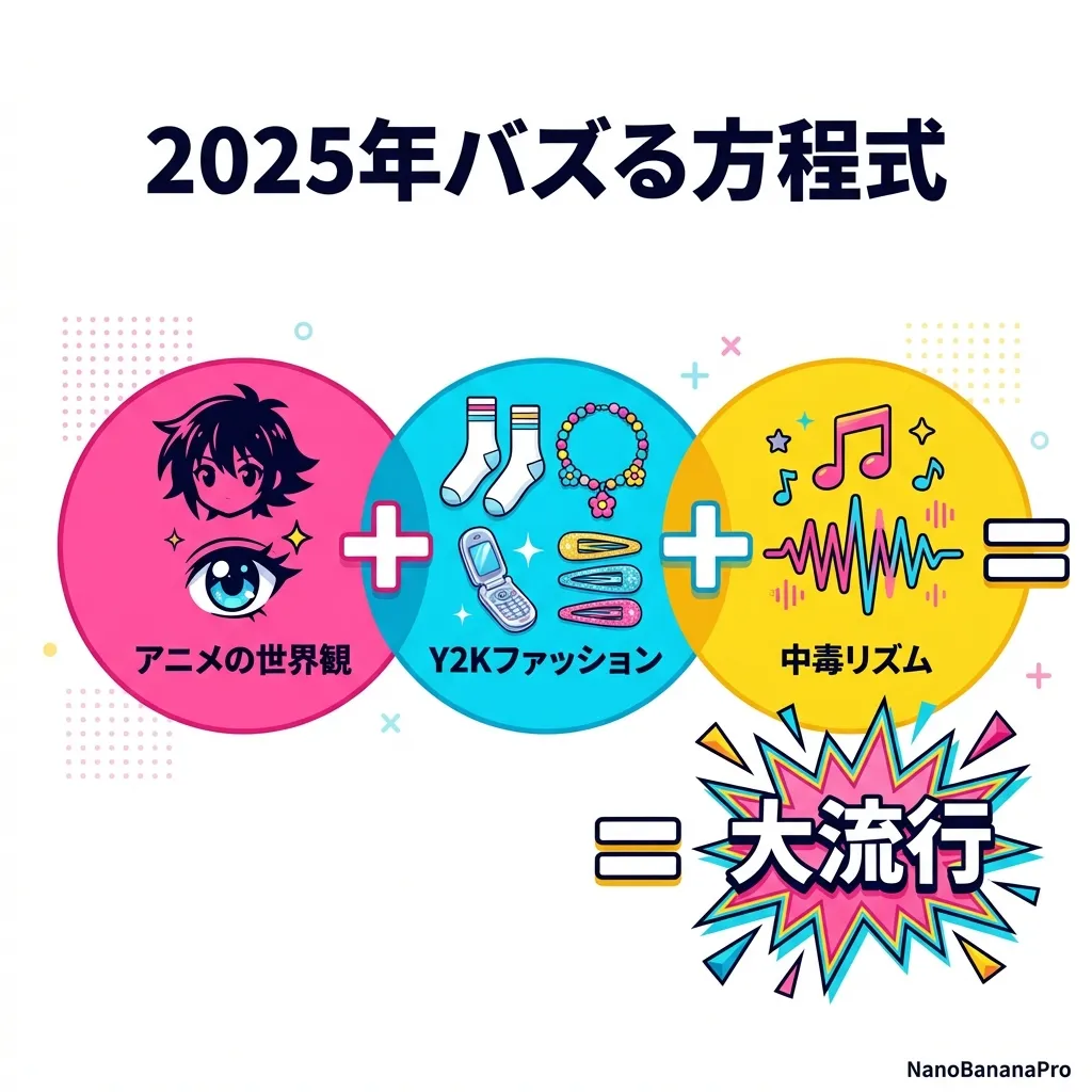 2025年バズる方程式 アニメの世界観×Y2Kファッション×中毒リズム