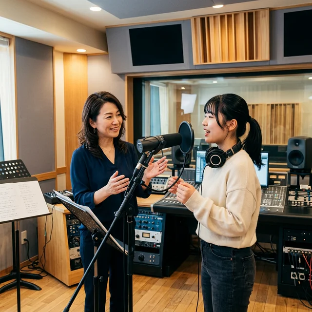 ボイトレスクールでプロ講師からレッスンを受ける様子