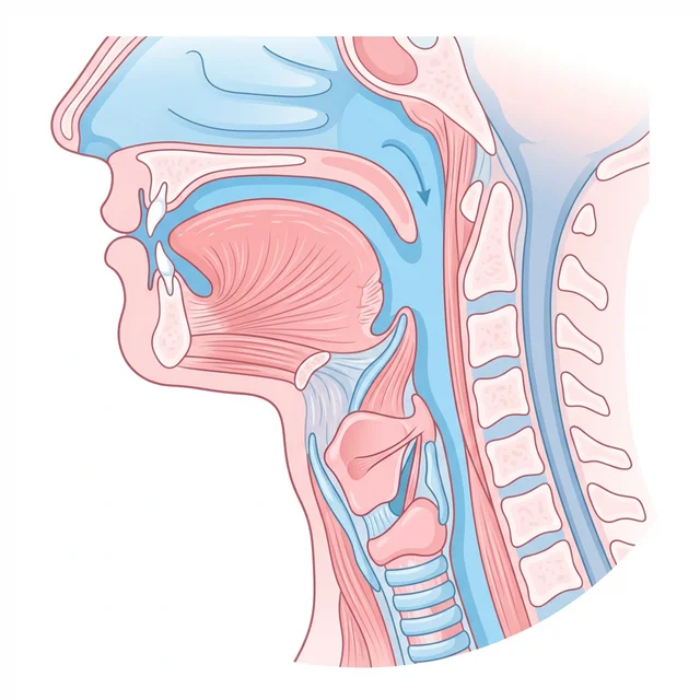 喉と声帯周辺の解剖学的イメージ図