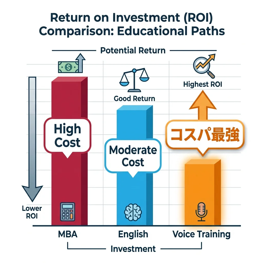 ボイトレ効果のROI比較：MBA・英会話との費用対効果