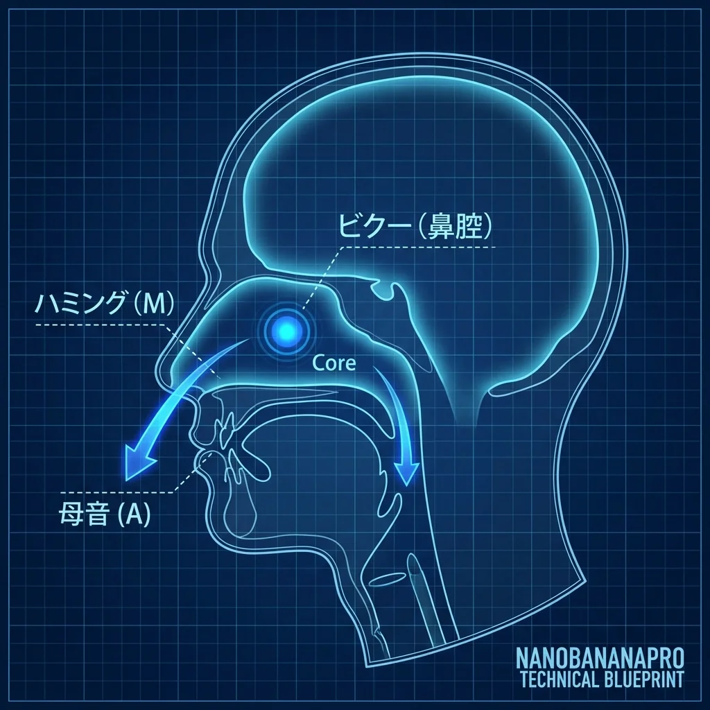 鼻腔共鳴の移動メカニズム：MからAへの響きの維持